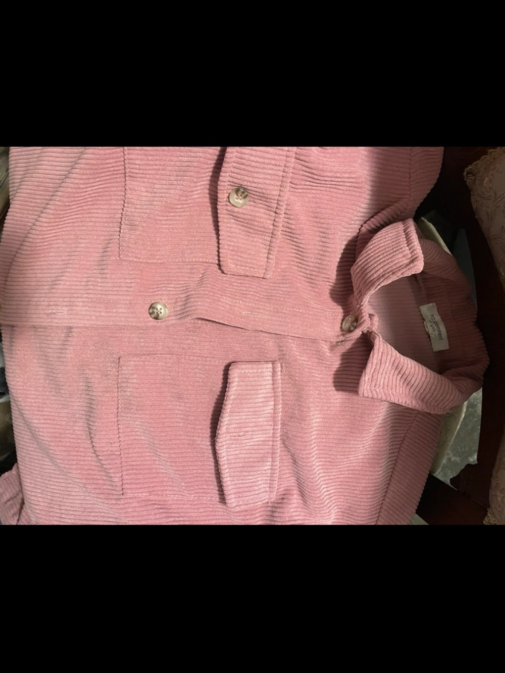 Girls Pink Corduroy Button-Up Shirt Jacket